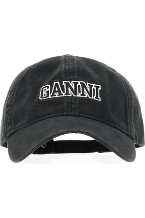Ganni Akcesoria, Kobieta, Czarny, ONE SIZE, Bawełna, Bawełniana Czapka Baseballowa