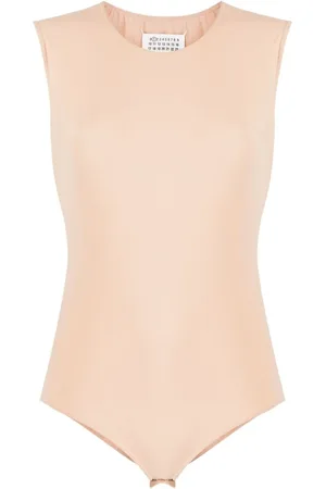 Maison Margiela Koszulki, Kobieta, Beżowy, S, Len, Basic Roundneck Body