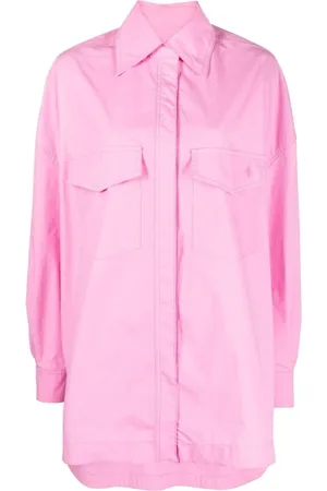The Attico Bluzki, Kobieta, Różowy, S, Bawełna, Elaine Buttoned Overshirt