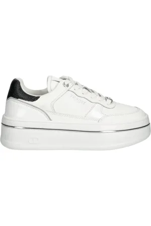Twin-Set Buty, Kobieta, Biały, 36 EU, Laminowane skórzane platformy