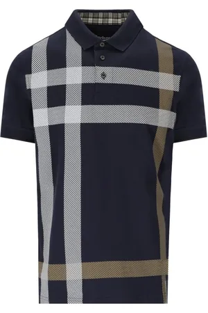 Barbour Koszulki, Mężczyzna, Niebieski, M, Granatowy Polo Shirt z Szkockim Wzorem