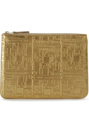 Comme des Garçons Akcesoria, unisex, Żółty, ONE SIZE, Skóra, Portfel Pochette ze złotej tłoczonej skóry