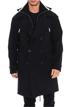 Dsquared2 Płaszcze, Mężczyzna, Czarny, S, Wełna, Dwurzędowy płaszcz typu trencz
