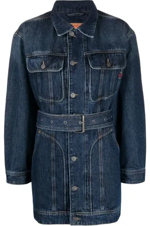 Diesel Kurtki, Kobieta, Niebieski, L, Bawełna, De-Flaminia Trucker Coat