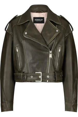 Dondup Kurtki, Kobieta, Zielony, L, Skóra, Khaki Kurtka Biker Ss 25