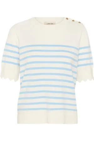 Cream Swetry, Kobieta, Niebieski, XS, Bluza z Paskami i Guzikami