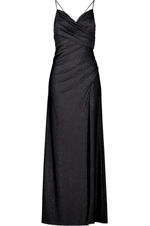 Vera Mont Sukienki, Kobieta, Czarny, 2XL, Błyszcząca Sukienka Wieczorowa z Designem Oplątka