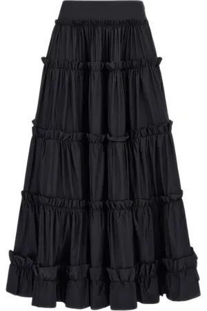 Roberto Cavalli Spódnice, Kobieta, Czarny, M, Falbany Czarna Maxi Spódnica