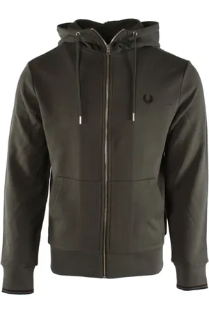 Fred Perry Bluzy, Mężczyzna, Zielony, M, Bawełna, Rozpinana bluza dresowa