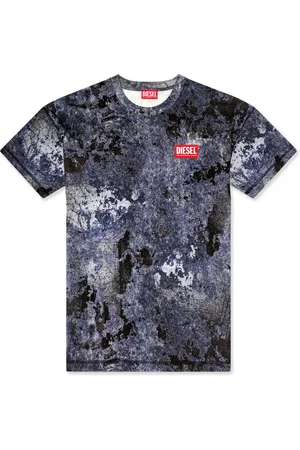 Diesel Koszulki, Mężczyzna, Wielobarwność, S, Bawełna, T-shirt z efektem marmuru