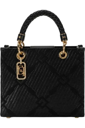 Elisabetta Franchi Torebki, Kobieta, Czarny, ONE SIZE, Poliester, Mała torba typu tote z żakardu z zawieszkami