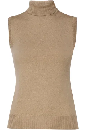 Sportmax Swetry, Kobieta, brązowy, M, Wełna, Wełniany sweter z golfem w kolorze camel