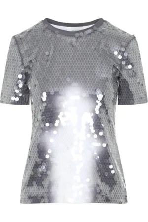 Sportmax Koszulki, Kobieta, Szary, M, Koszulka Kibbutz Paiettes T-shirt