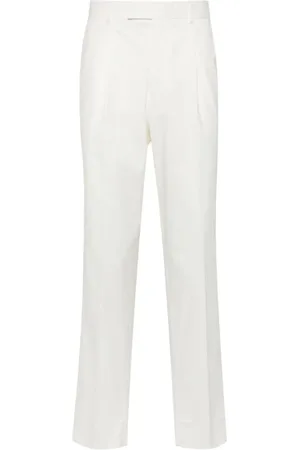 Ermenegildo Zegna Spodnie, Mężczyzna, Biały, S, Bawełna, Spodnie Slim-fit