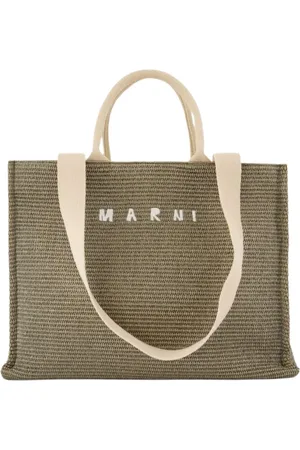 Marni Torebki, Mężczyzna, Zielony, ONE SIZE, Bawełna, Zielona bawełniana torba shopper