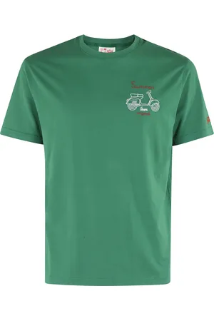 MC2 SAINT BARTH Koszulki, Mężczyzna, Zielony, XL, Klasyczny Bawełniany T-shirt Czarny Krótki Rękaw