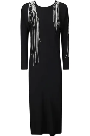 DRIES VAN NOTEN Sukienki, Kobieta, Czarny, M, Poliester, Davion Embellished Dress