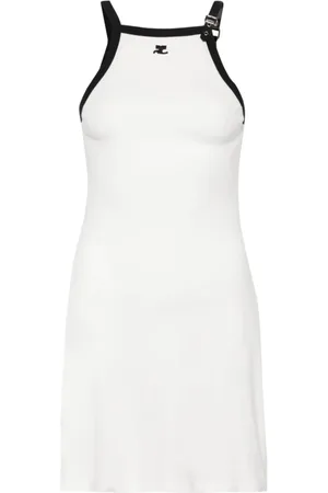 Courrèges Sukienki, Kobieta, Biały, L, Bawełna, Sukienka z dekoltem typu halter