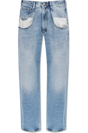 Maison Margiela Jeansy, Kobieta, Niebieski, S, Bawełna, Proste jeansy z kontrastowymi kieszeniami
