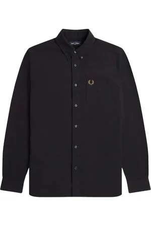 Fred Perry Koszule, Mężczyzna, Czarny, S, Bawełna, Klasyczna koszula Oxford z kołnierzykiem zapinanym na guziki