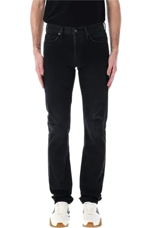 Tom Ford Jeansy, Mężczyzna, Czarny, W33, Denim, Ripped Denim Straight Fit Jeansy