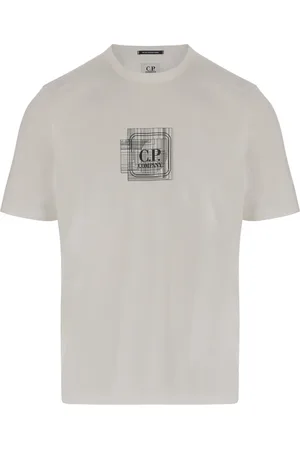 C.P. Company Koszulki, Mężczyzna, Biały, XL, Bawełna, Koszulka bawełniana z nadrukiem logo