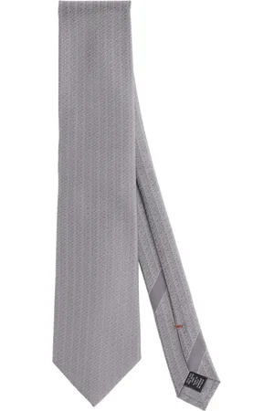 Ermenegildo Zegna Akcesoria, Mężczyzna, Szary, ONE SIZE, Luksusowy jedwabny krawat z subtelnym logo