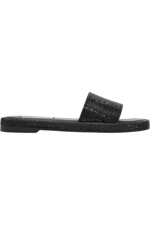 Steve Madden Buty, Kobieta, Czarny, 36 EU, Czarne płaskie sandały z kryształkami