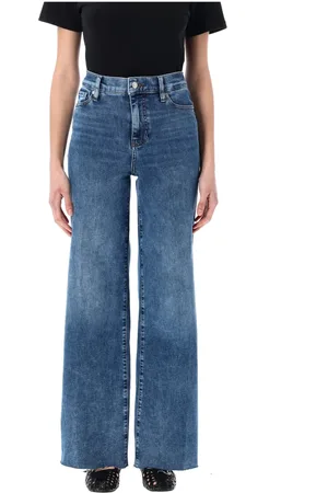 Frame Jeansy, Kobieta, Niebieski, W29, Bawełna, Slim Palazzo Raw Hem Jeansy
