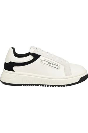 Emporio Armani Buty, Kobieta, Biały, 37 EU, Skóra, Wielokolorowe Sneakersy ze Sznurowadłami