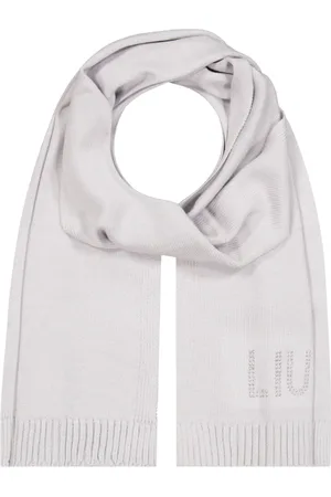 Liu Jo Akcesoria, Kobieta, Szary, ONE SIZE, Poliester, Szary szal dziergany Pearl Grey z logo z ćwiekami