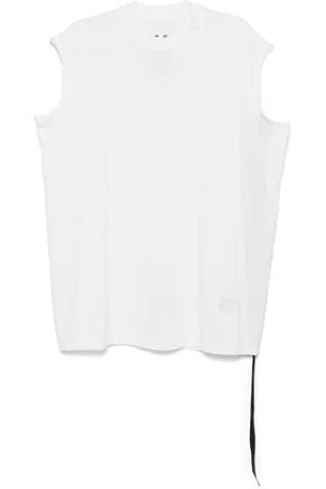 Rick Owens Koszulki, Mężczyzna, Biały, M, Ciemna Cień Bezrękawnik z Okrągłym Dekoltem