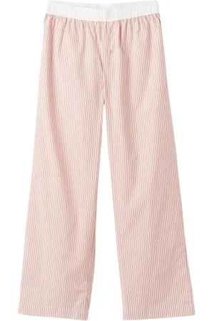 By Malene Birger Spodnie, Kobieta, Różowy, M, Bawełna, Pasiaste spodnie z szerokimi nogawkami Helsy