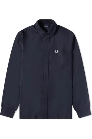 Fred Perry Koszule, Mężczyzna, Niebieski, S, Bawełna, Autentyczna koszula Oxford