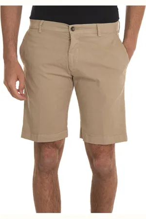 Berwich Szorty, Mężczyzna, Beżowy, 2XL, Bawełniane szorty Bermuda z wlotem krawieckim