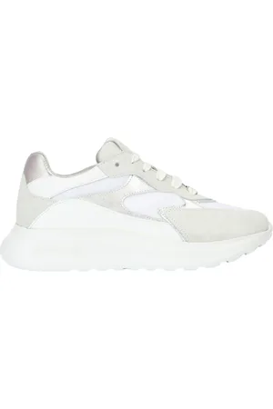 Roberto Cavalli Buty, Kobieta, Biały, 35 EU, Sznurowane sneakersy z mieszanymi wstawkami