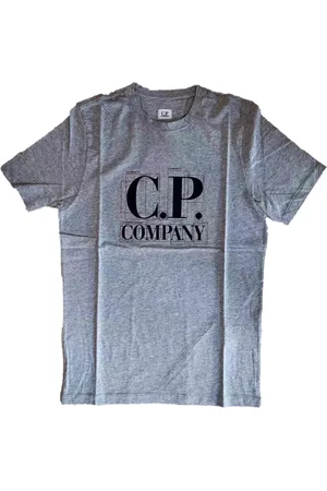 C.P. Company Koszulki, Mężczyzna, Szary, M, Bawełna, T-shirt z Graficznym Logo Szary Melanż