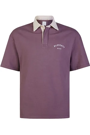 ELEVENTY Koszulki, Mężczyzna, Fioletowy, 2XL, Bawełna, Polo z nadrukiem z bawełny
