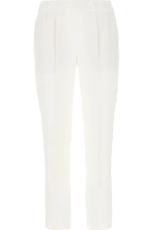 Brunello Cucinelli Spodnie, Kobieta, Beżowy, S, Spodnie Casual z Zakładkami