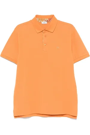 Etro Koszulki, Mężczyzna, Pomarańczowy, L, Bawełna, Pomarańczowa koszulka polo z bawełny z haftowanym logo