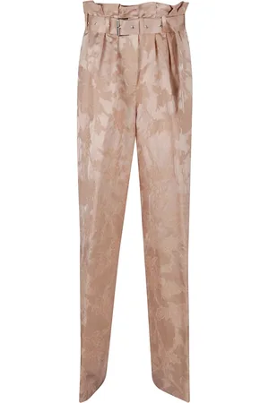 DRIES VAN NOTEN Spodnie, Kobieta, Różowy, S, Różowe i Fioletowe Spodnie z Lnu
