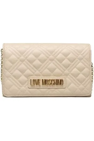 Moschino Torebki, Kobieta, Beżowy, ONE SIZE, Len, Beżowa pikowana torebka crossbody