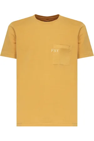 FAY Koszulki, Mężczyzna, Pomarańczowy, L, Pomarańczowy T-shirt z okrągłym dekoltem i kieszenią