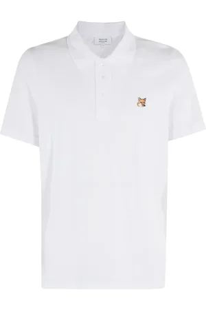 Maison Kitsuné Koszulki, Mężczyzna, Biały, L, Bawełna, Koszulka Polo z Naszywką Lisiej Głowy Fox Head