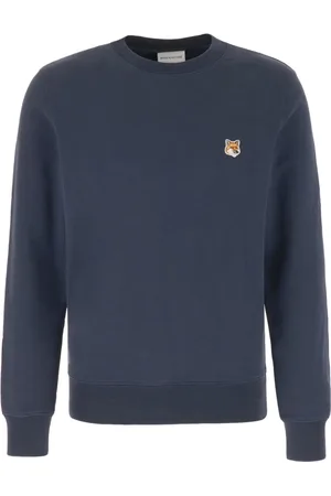 Maison Kitsuné Bluzy, Mężczyzna, Niebieski, M, Bawełna, Regularna bluza dresowa z naszywką Fox Head