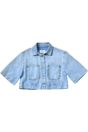 Cycle Bluzki, Kobieta, Niebieski, S, Denim, Niebieska Koszula Denim z Fadingiem