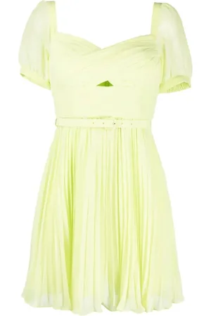 Self-Portrait Sukienki, Kobieta, Zielony, 3XS, Poliester, Lime Chiffon Mini Dress