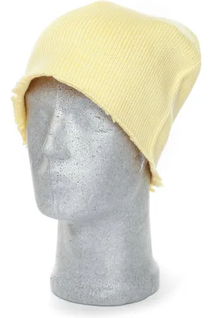 Marni Akcesoria, Mężczyzna, Żółty, L, Wełna, Prążkowana Czapka Beanie z Efektem Postarzenia