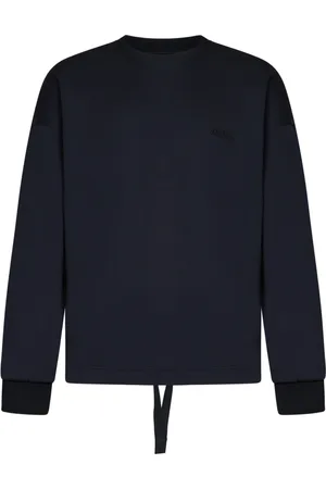 Ermenegildo Zegna Bluzy, Mężczyzna, Niebieski, S, Bawełna, Sweter z haftowanym logo