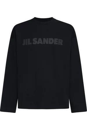 Jil Sander Bluzy, Mężczyzna, Czarny, XL, Bawełna, Czarna bawełniana koszulka z długim rękawem